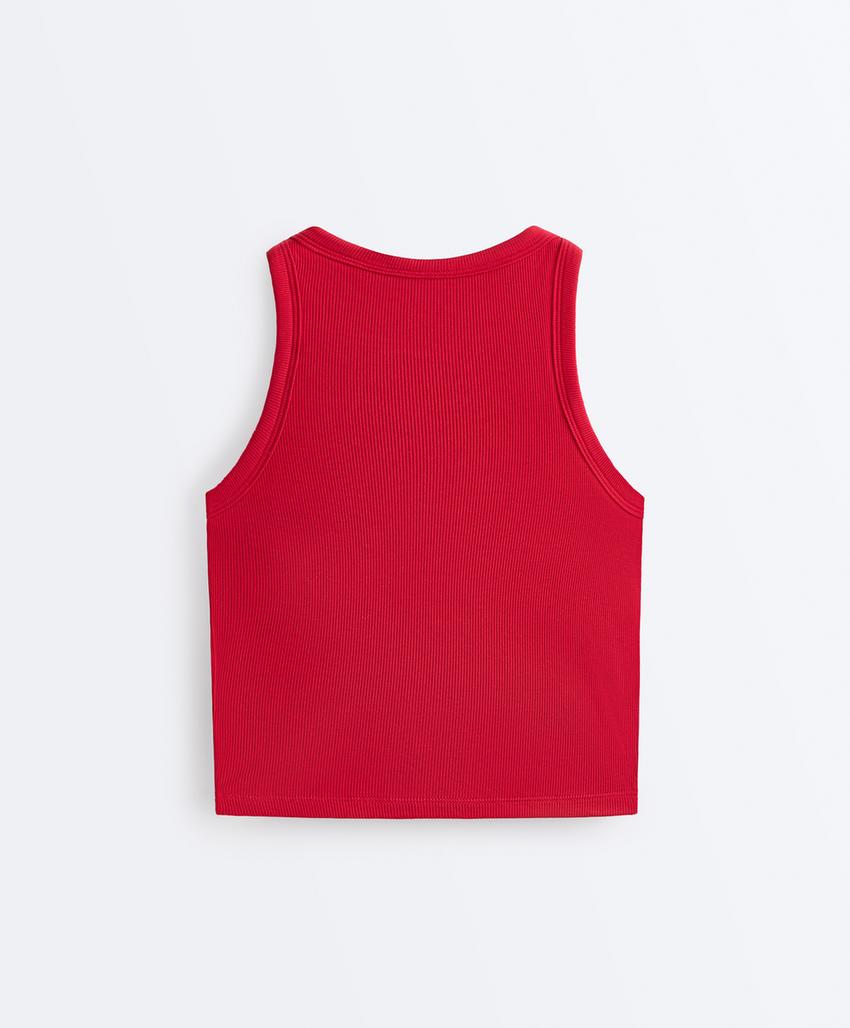 Удлиненная майка в рубчик из смесового модала