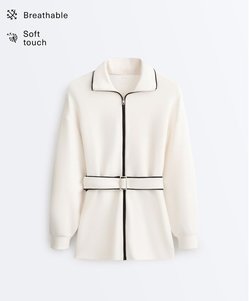 Длинная куртка из мягкой ткани с модалом и контрастным Piping