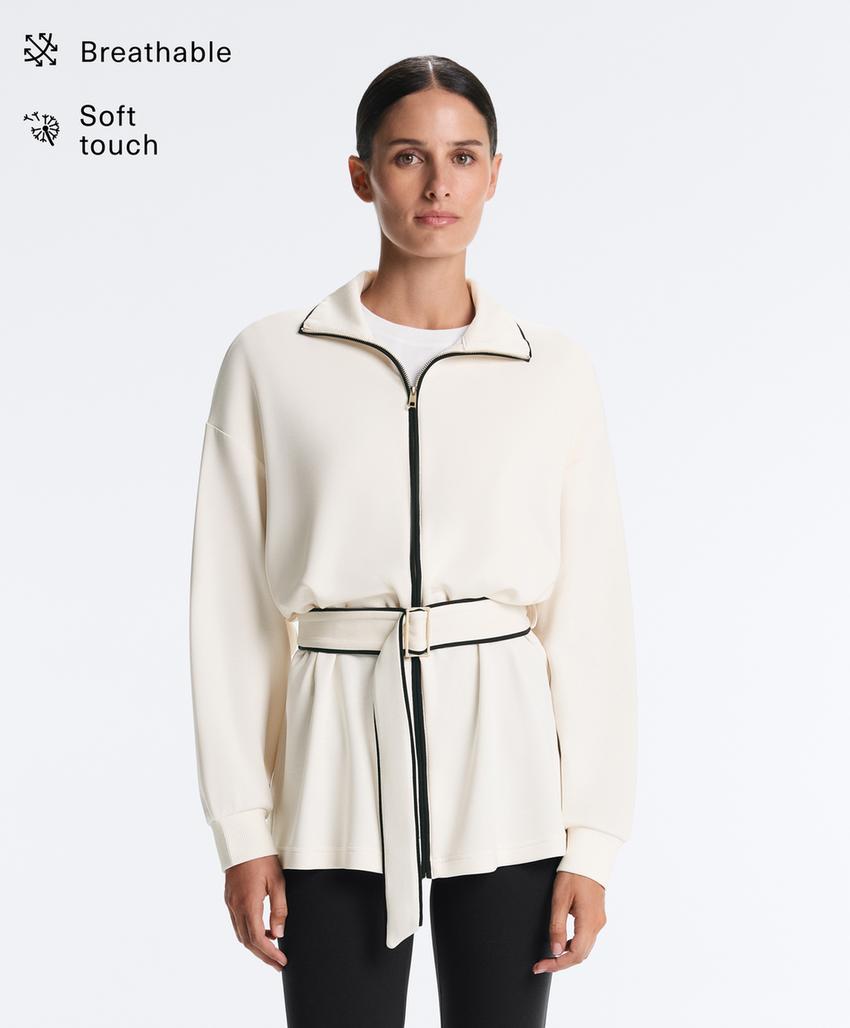 Длинная куртка из мягкой ткани с модалом и контрастным Piping