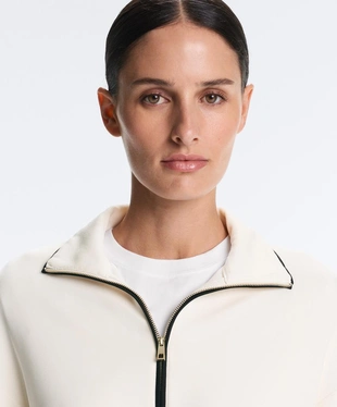 Длинная куртка из мягкой ткани с модалом и контрастным Piping- Заказать в России