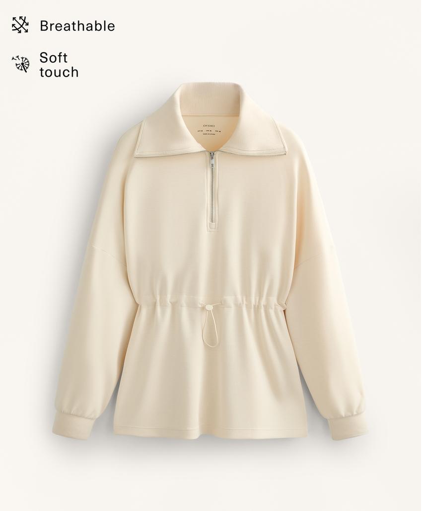 Толстовка на полумолнии из модала с мягким прикосновением