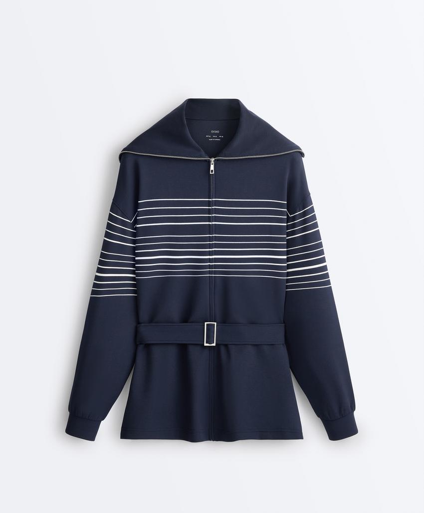 Длинная куртка в полоску с модалом