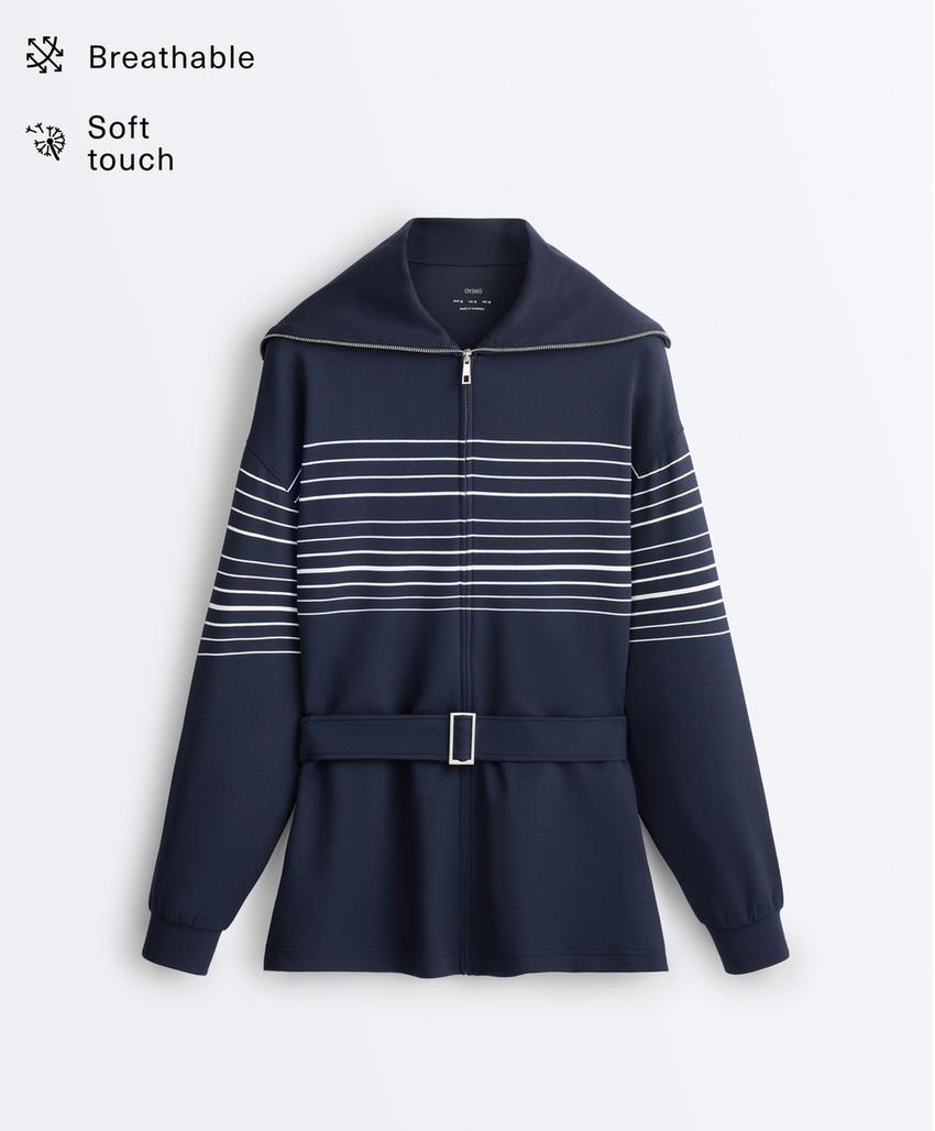 Длинная куртка в полоску с модалом