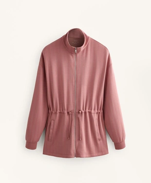 Длинная куртка с регулируемым поясом в полоску- Заказать в России