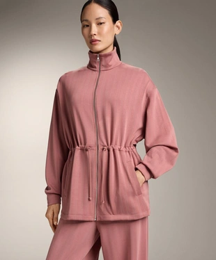 Длинная куртка с регулируемым поясом в полоску- Заказать в России