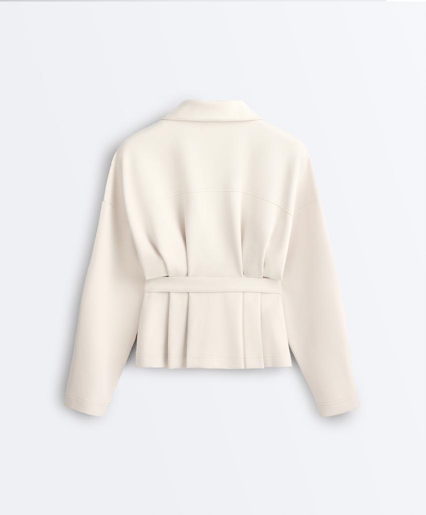 Куртка пике с поясом и складками, с хлопком