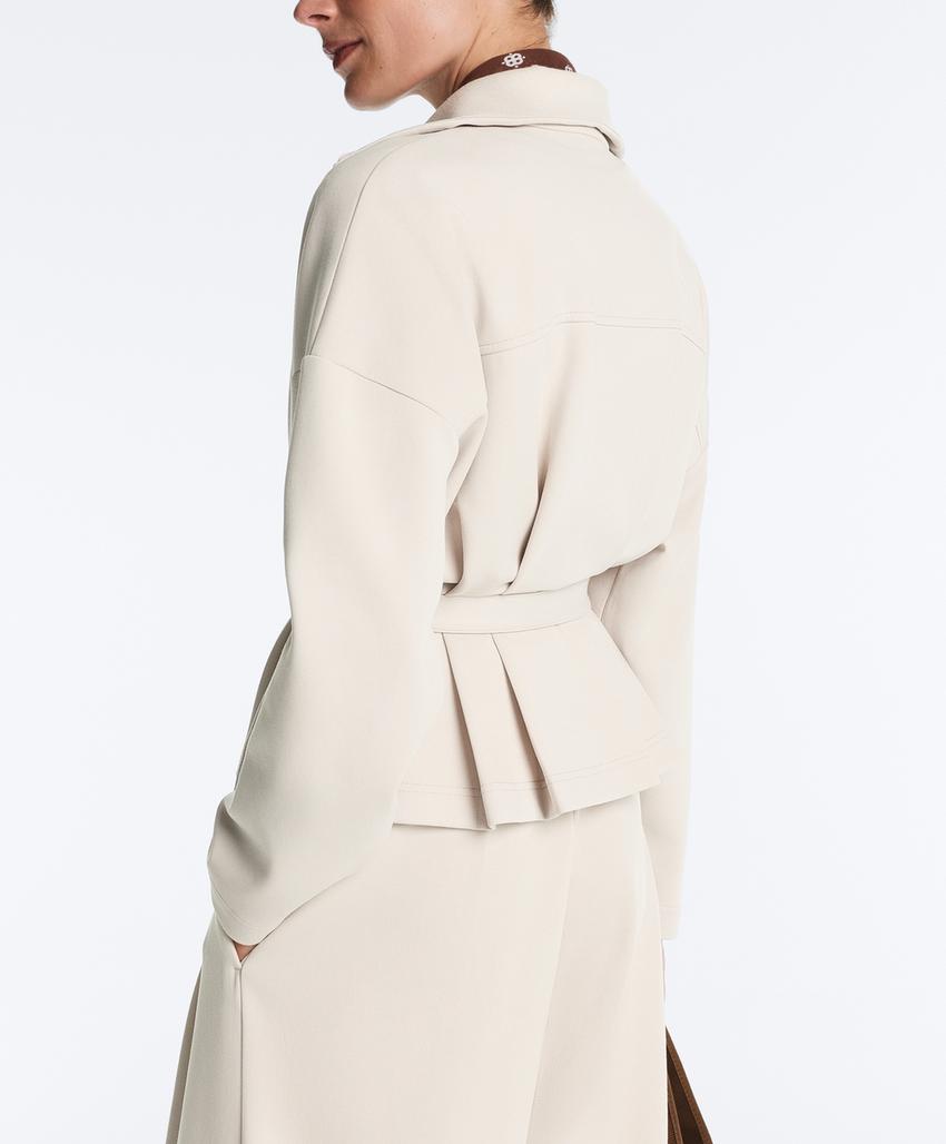 Куртка пике с поясом и складками, с хлопком