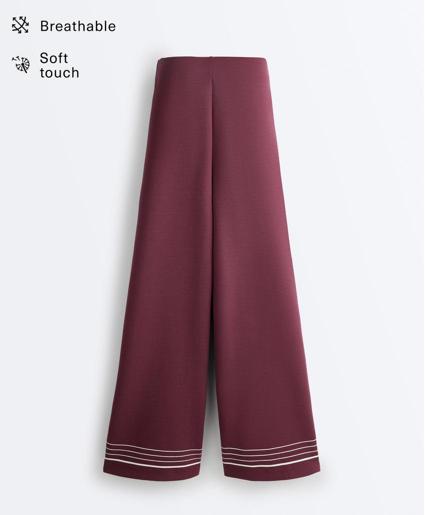 Прямые брюки с высокой посадкой в морские полоски из мягкого модала