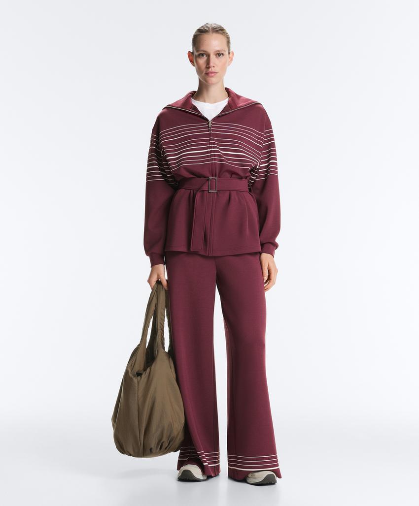 Прямые брюки с высокой посадкой в морские полоски из мягкого модала