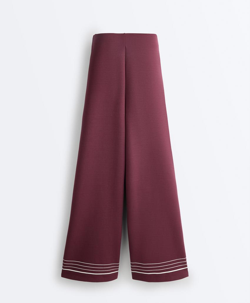 Прямые брюки с высокой посадкой в морские полоски из мягкого модала