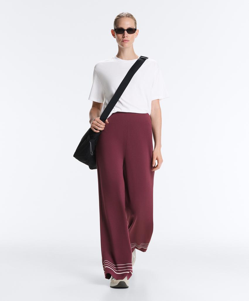 Прямые брюки с высокой посадкой в морские полоски из мягкого модала