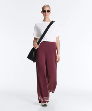 Прямые брюки с высокой посадкой в морские полоски из мягкого модала- Заказать в России