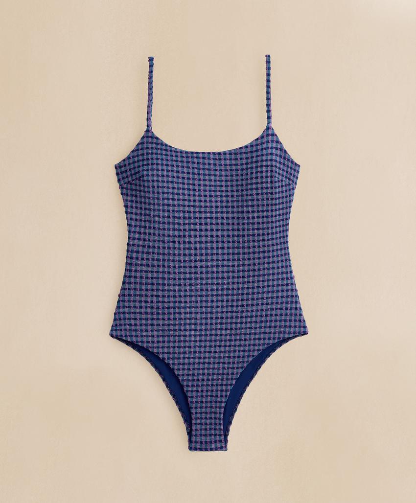 Купальник с треугольными чашками в клетку виши