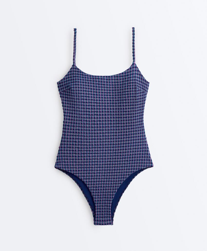 Купальник с треугольными чашками в клетку виши