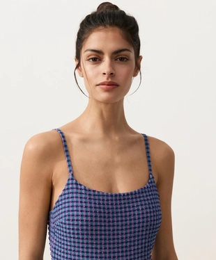 Купальник с треугольными чашками в клетку виши- Заказать в России