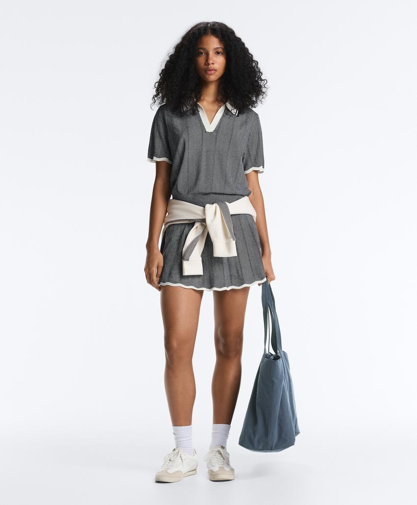 Поло из вязаного трикотажа в елочку