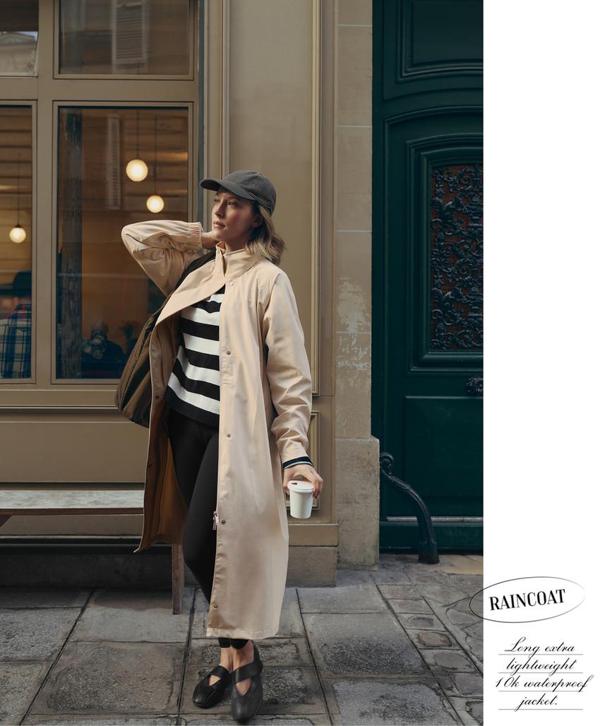 Удлиненный ультралегкий плащ с водонепроницаемостью 10 000 мм