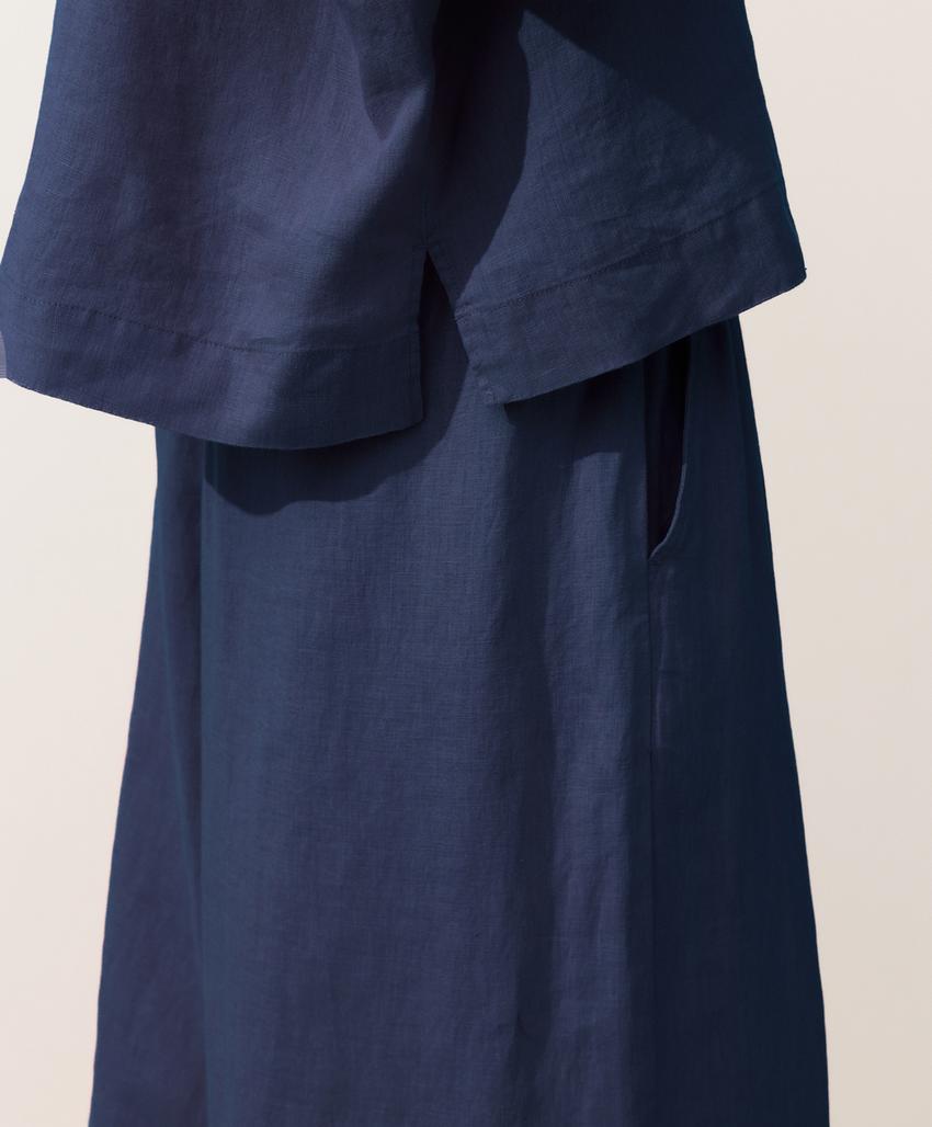 Рубашка оверсайз с короткими рукавами из 100%-го льна