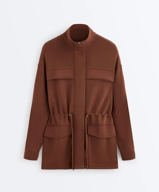 Длинная куртка из мягкой ткани с модалом- Заказать в России