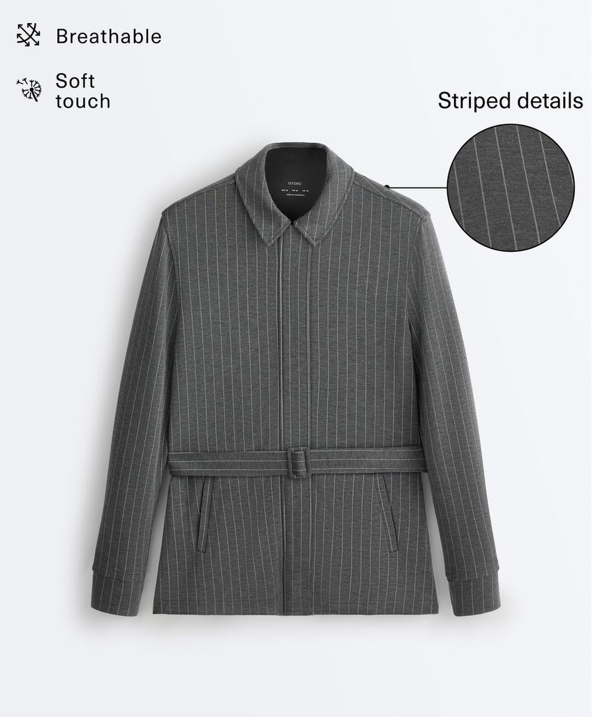 Удлиненная куртка с поясом из мягкой ткани с модалом