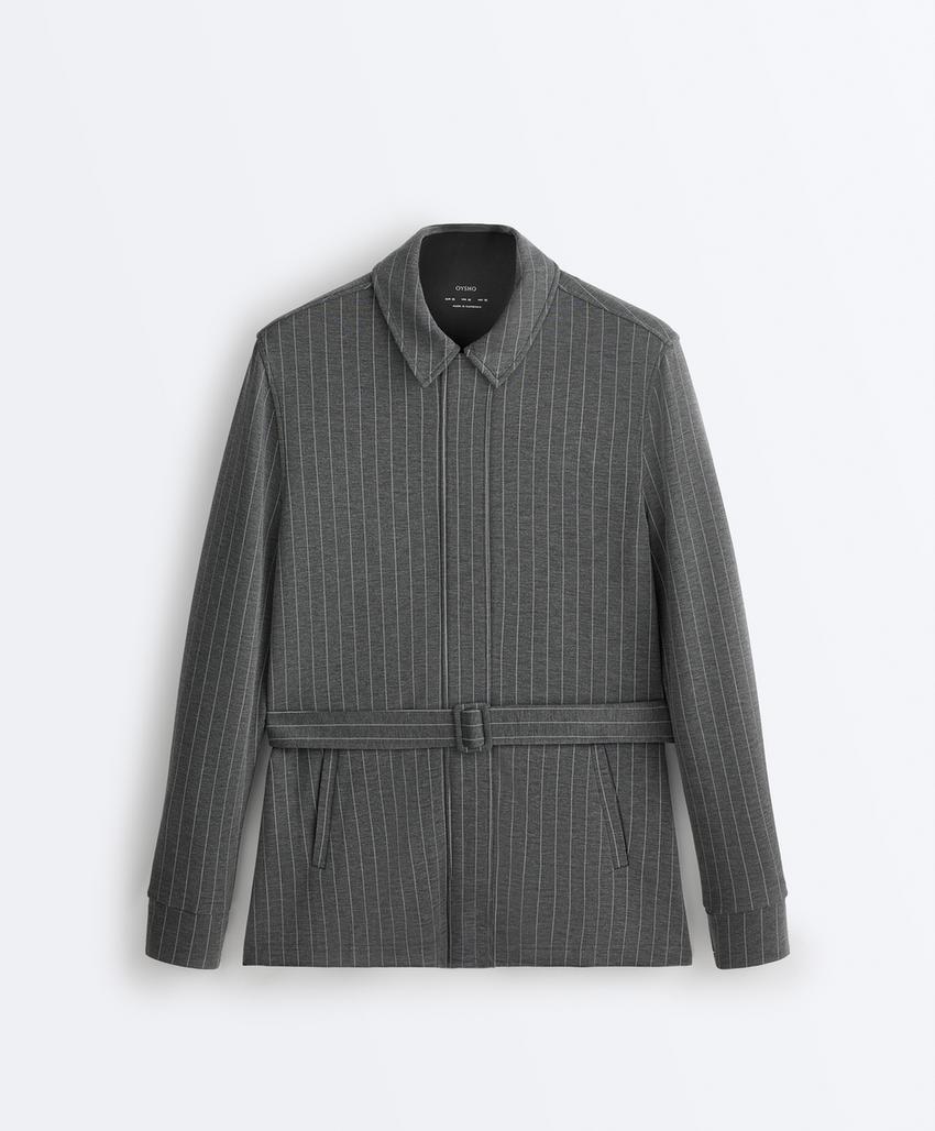 Удлиненная куртка с поясом из мягкой ткани с модалом