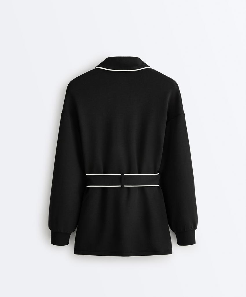 Длинная куртка из мягкой ткани с модалом и контрастным Piping