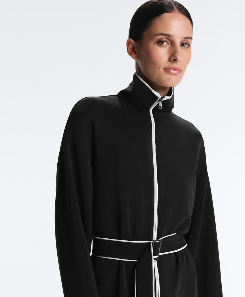 Длинная куртка из мягкой ткани с модалом и контрастным Piping