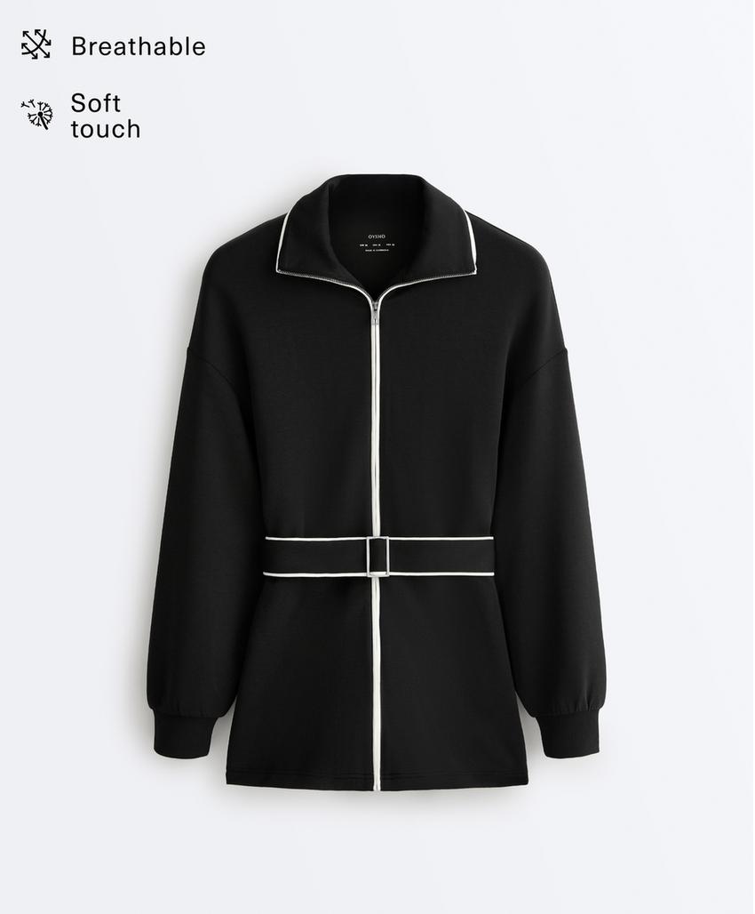 Длинная куртка из мягкой ткани с модалом и контрастным Piping