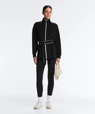 Длинная куртка из мягкой ткани с модалом и контрастным Piping- Заказать в России