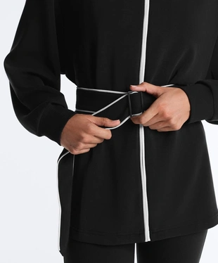 Длинная куртка из мягкой ткани с модалом и контрастным Piping- Заказать в России