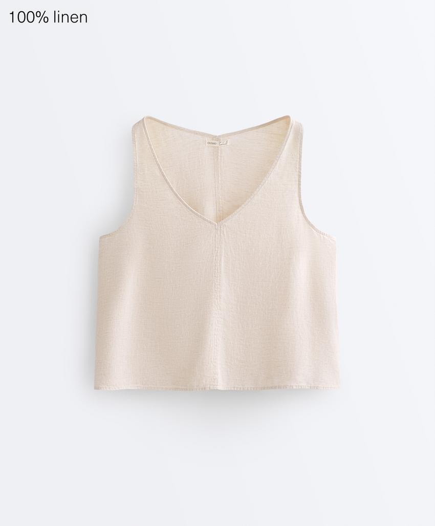Top на бретельках с V-образным вырезом из 100%-го льна