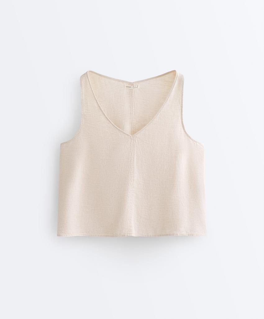 Top на бретельках с V-образным вырезом из 100%-го льна
