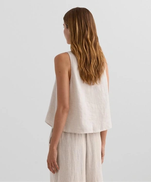 Top на бретельках с V-образным вырезом из 100%-го льна- Заказать в России