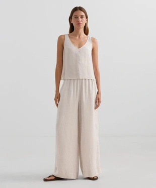 Top на бретельках с V-образным вырезом из 100%-го льна- Заказать в России