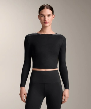 Футболка с длинным рукавом и узлом из смесового лиоцелла- Заказать в России