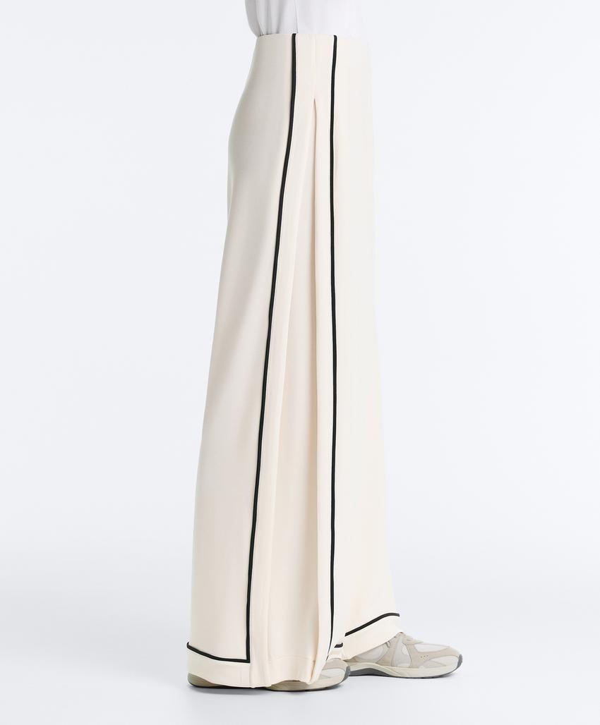 Широкие брюки из модала с контрастным Piping