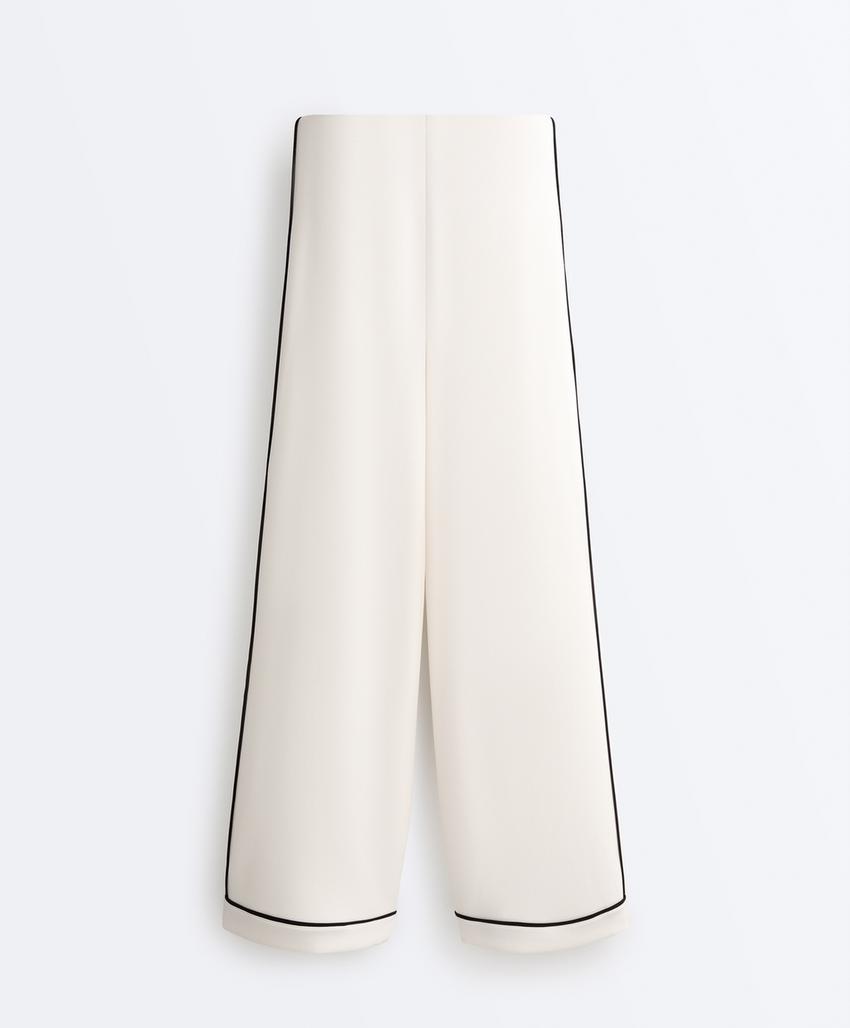 Широкие брюки из модала с контрастным Piping