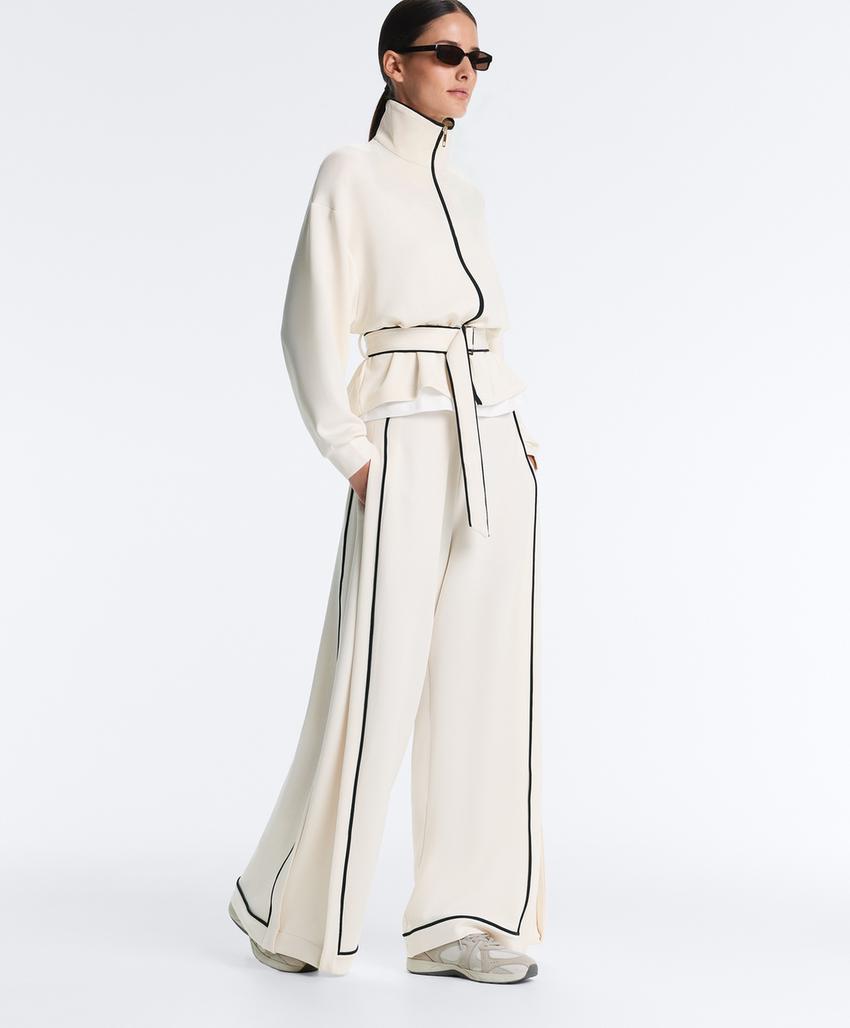 Широкие брюки из модала с контрастным Piping