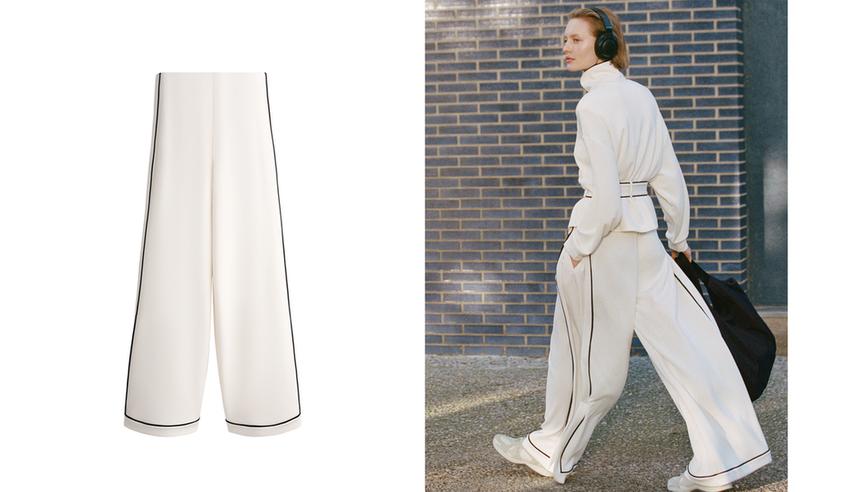 Широкие брюки из модала с контрастным Piping