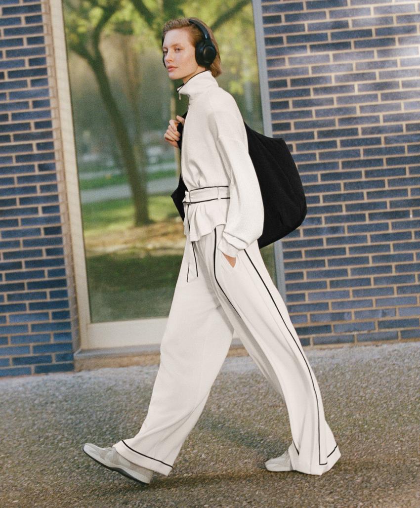 Широкие брюки из модала с контрастным Piping