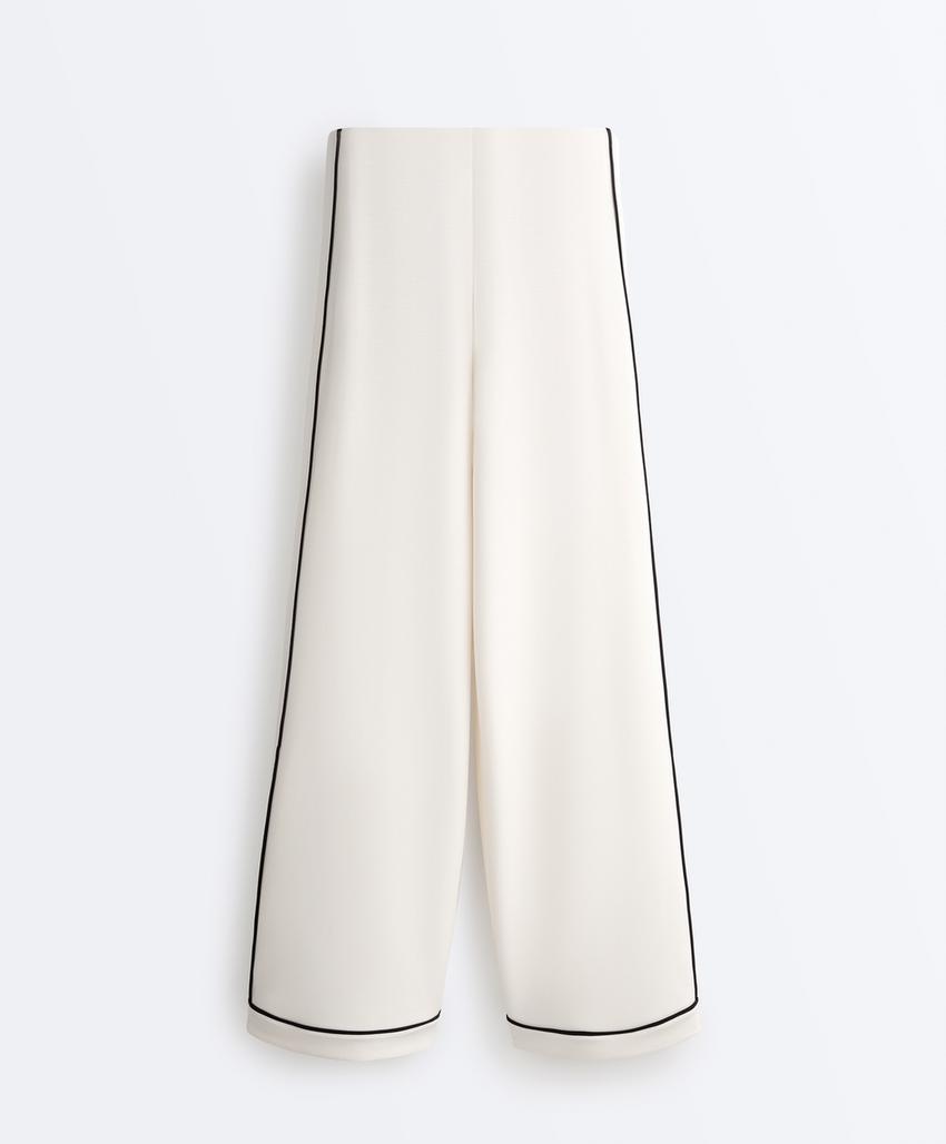 Широкие брюки из модала с контрастным Piping