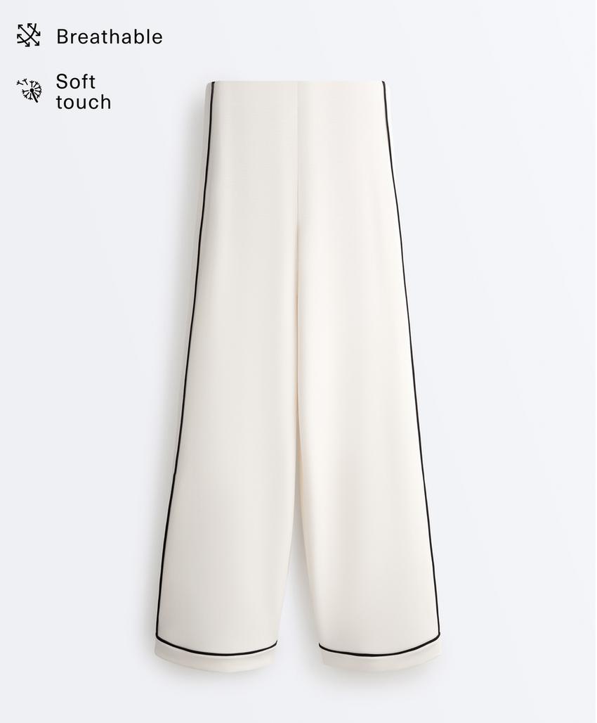 Широкие брюки из модала с контрастным Piping