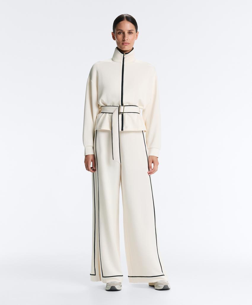 Широкие брюки из модала с контрастным Piping