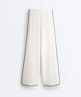 Широкие брюки из модала с контрастным Piping- Заказать в России