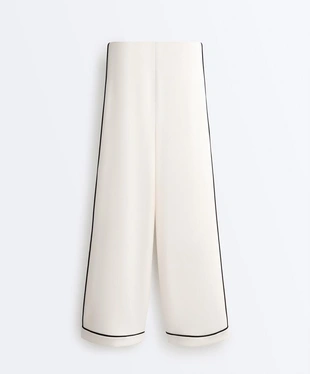 Широкие брюки из модала с контрастным Piping- Заказать в России