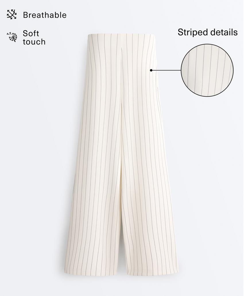 Широкие брюки в тонкую полоску из мягкого модала