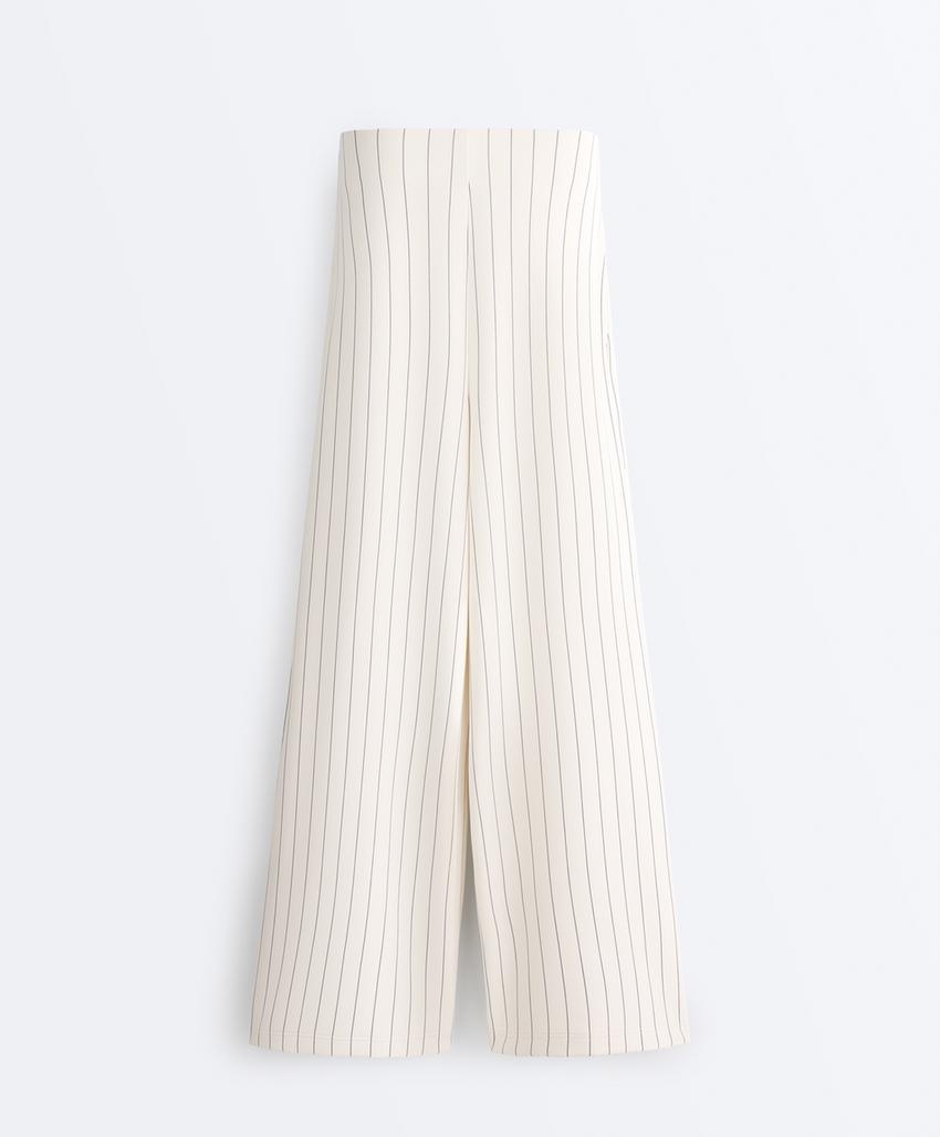 Широкие брюки в тонкую полоску из мягкого модала