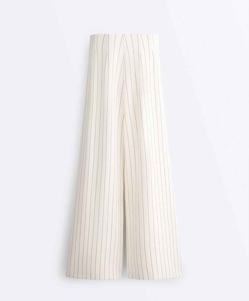 Широкие брюки в тонкую полоску из мягкого модала