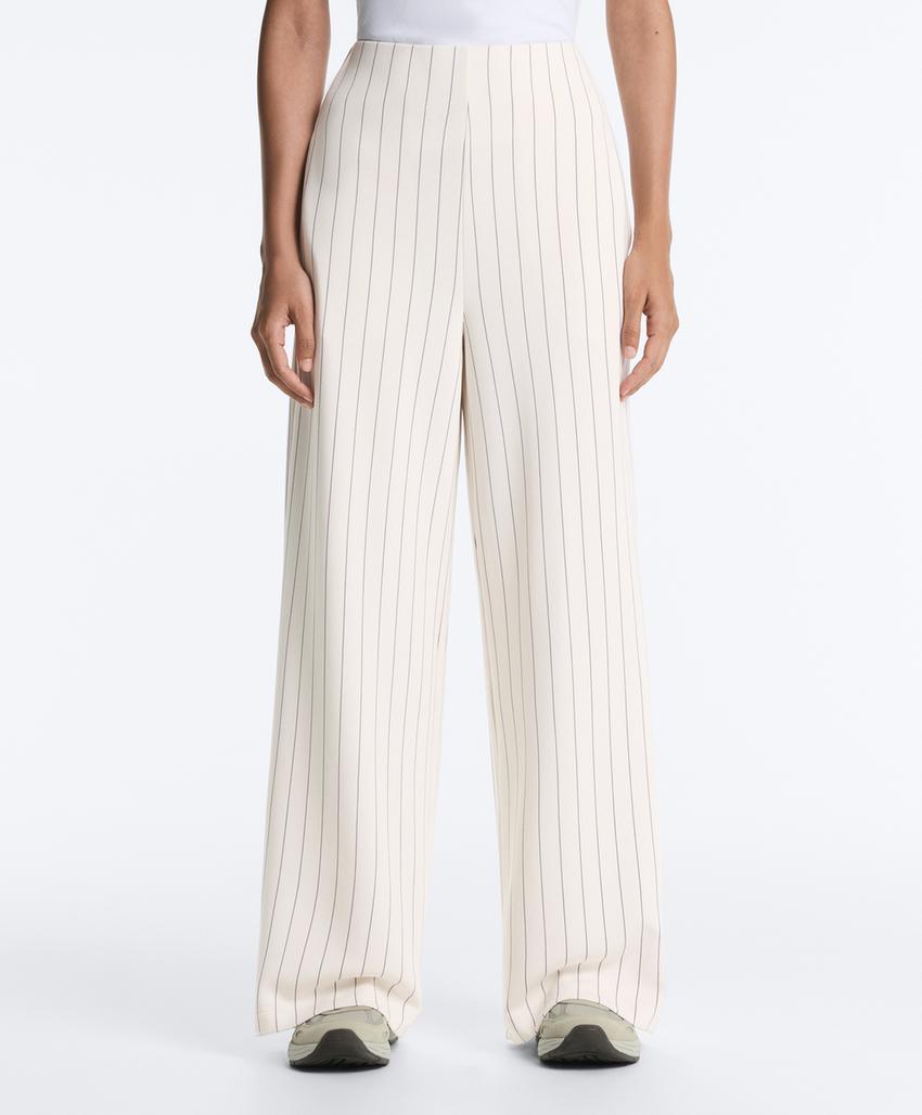 Широкие брюки в тонкую полоску из мягкого модала