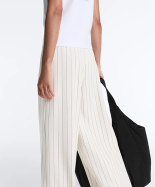 Широкие брюки в тонкую полоску из мягкого модала- Заказать в России